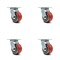 Service Caster 4 Inch Red Poly on Cast Iron Caster Set with Roller Bearing and Swivel Lock SCC-30CS420-PUR-RS-BSL-4 - alternate 4